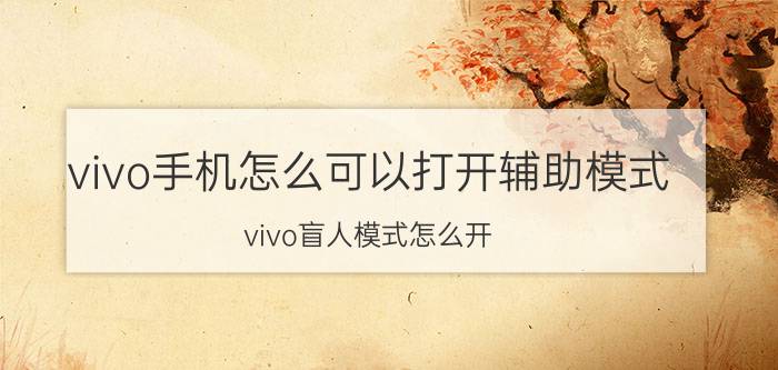 vivo手机怎么可以打开辅助模式 vivo盲人模式怎么开？